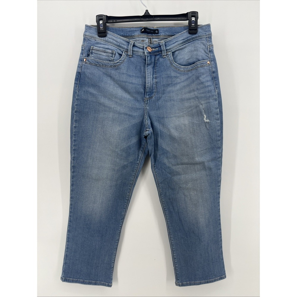 Lee Jeans Women's Size 10P Petite Easy Fit Blue Distressed